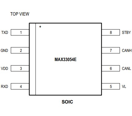 Mechanical Drawing - Analog Devices / Maxim Integrated MAX33054E 2Mbps CAN Transceiver